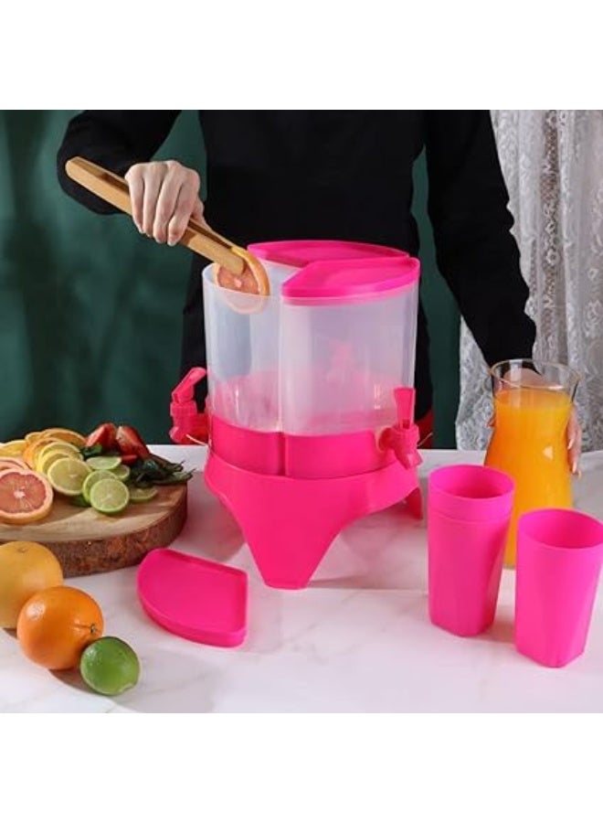 3 in 1 Triple Juice Dispenser with 3 Cups 2 Liter Capacity Each Tank High Quality Plastic Beverage Dispenser with Strong Base and Individual Taps for Parties and Home Use - Image 5